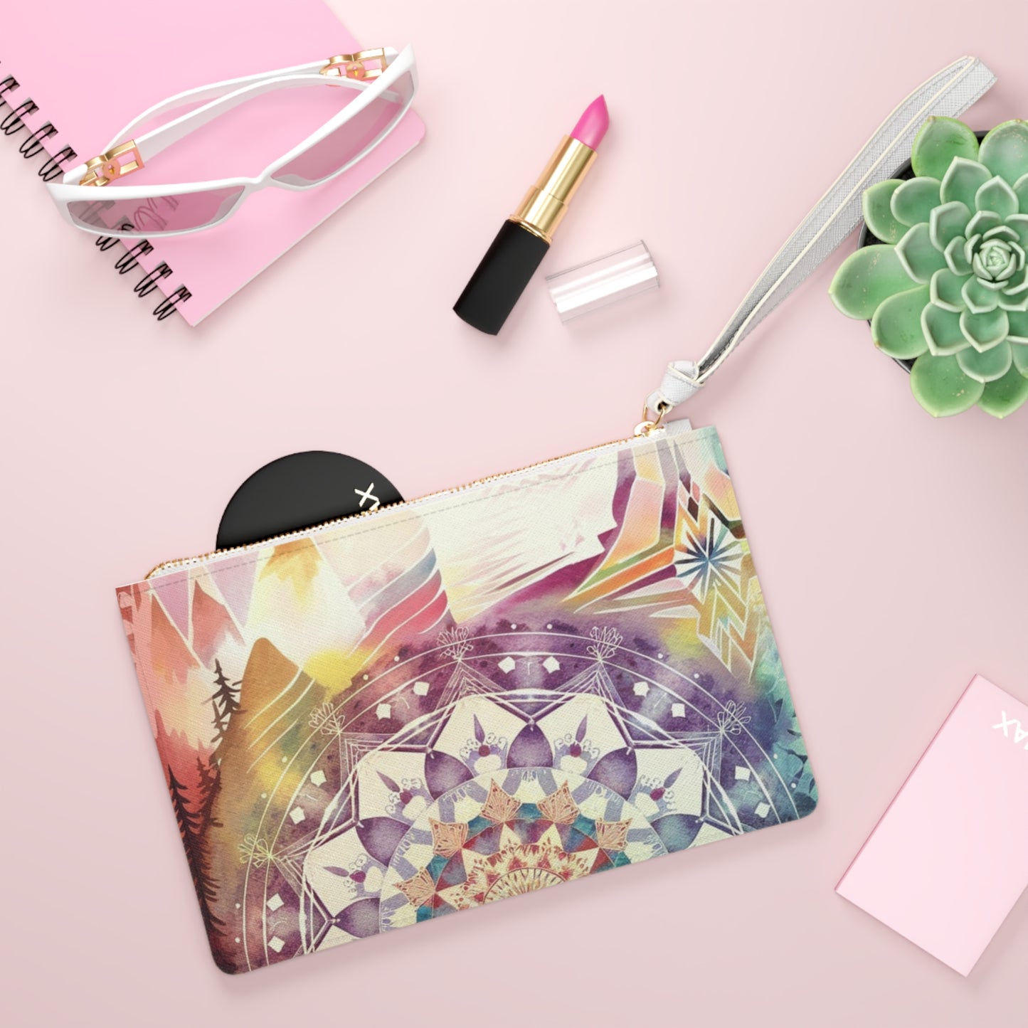 Geometric Pastel Rainbow, Clutch Bag