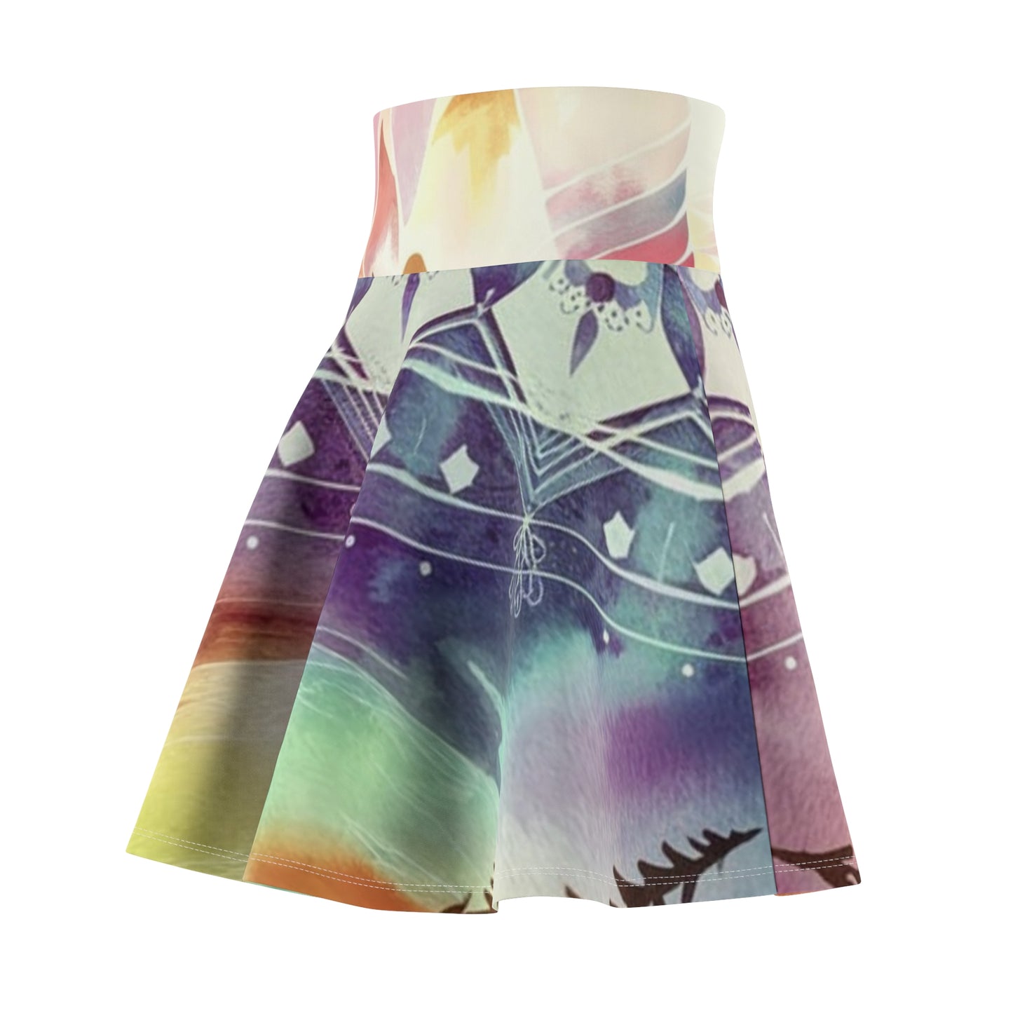 Geometric Pastel Rainbow, Women's Skater Skirt (AOP)