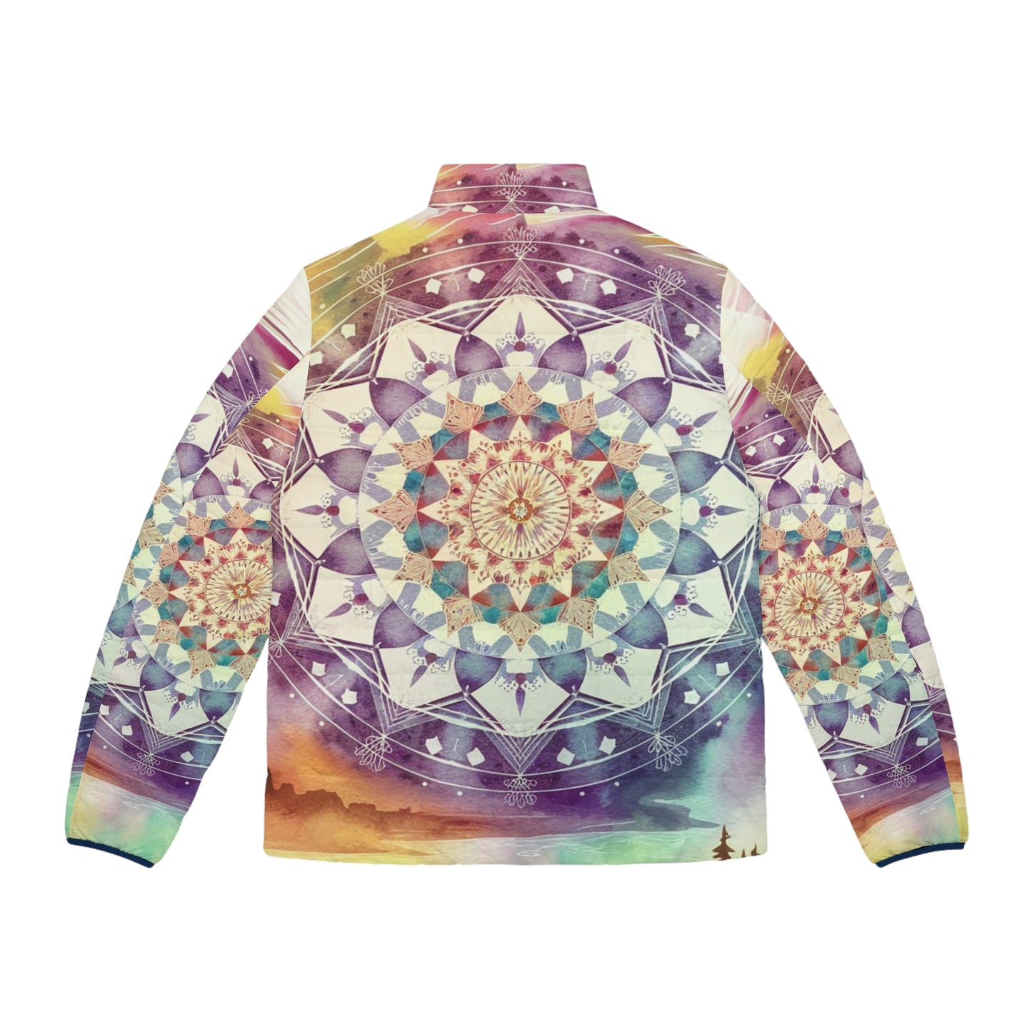 Geometric Pastel Rainbow, Men's Puffer Jacket (AOP)