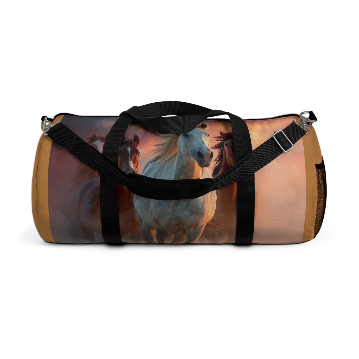 Running on Sunlight, Wild Horses Sunset Duffel Bag — Scenic Equestrian Travel Bag