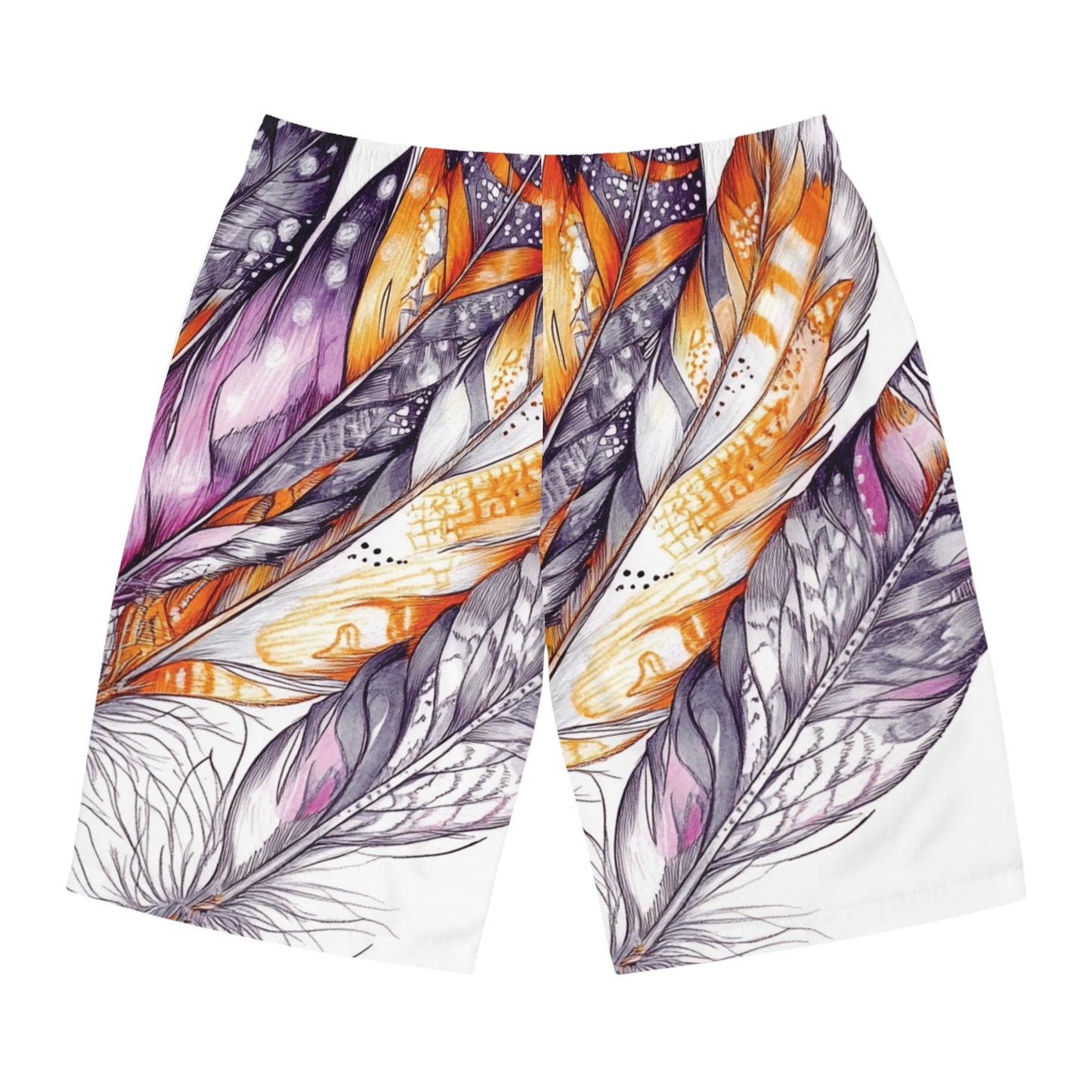 White Feathers, Men's Board Shorts (AOP)