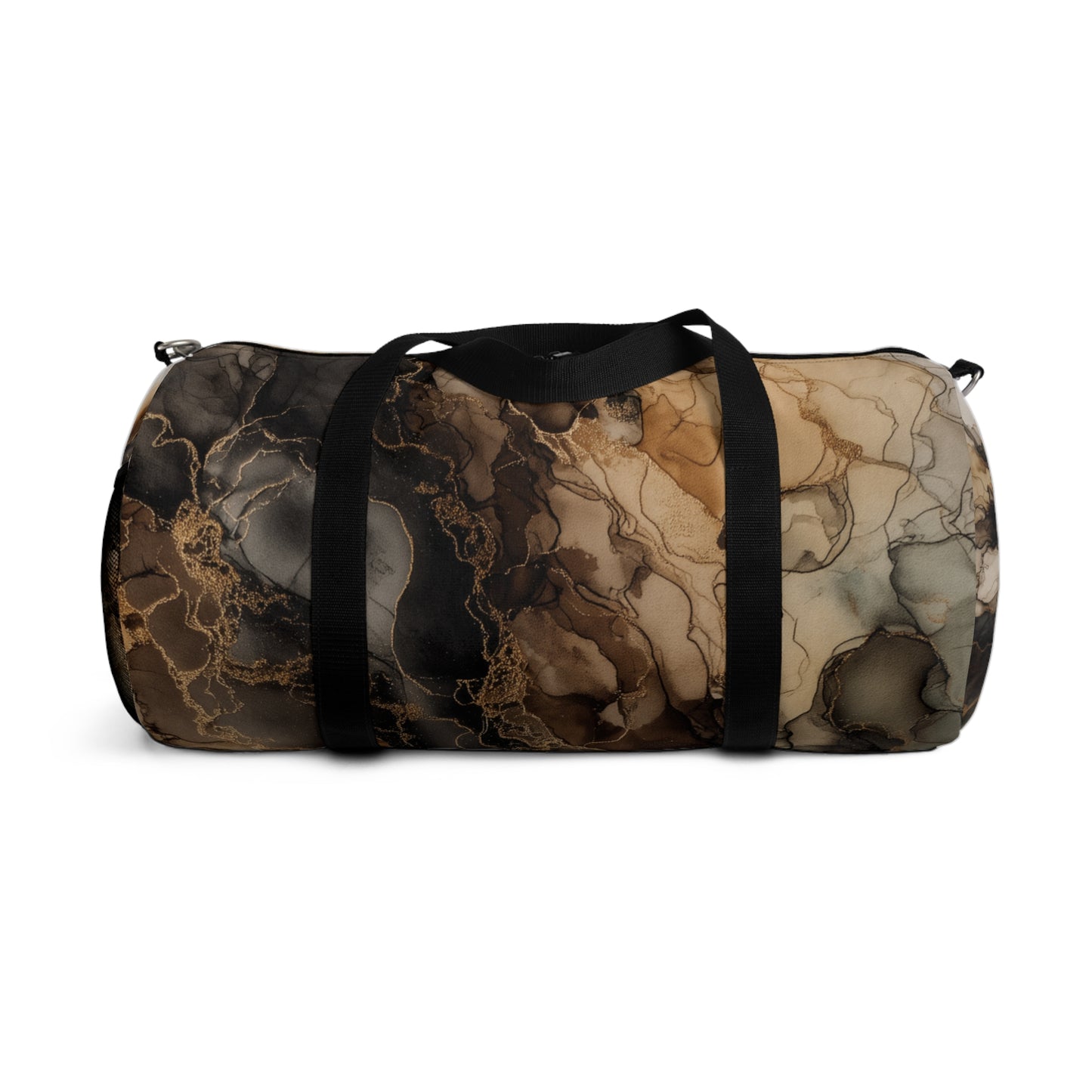 Earth Toned Watercolor, Marbled Smoke Duffel Bag – Abstract Brown Travel Gym Bag