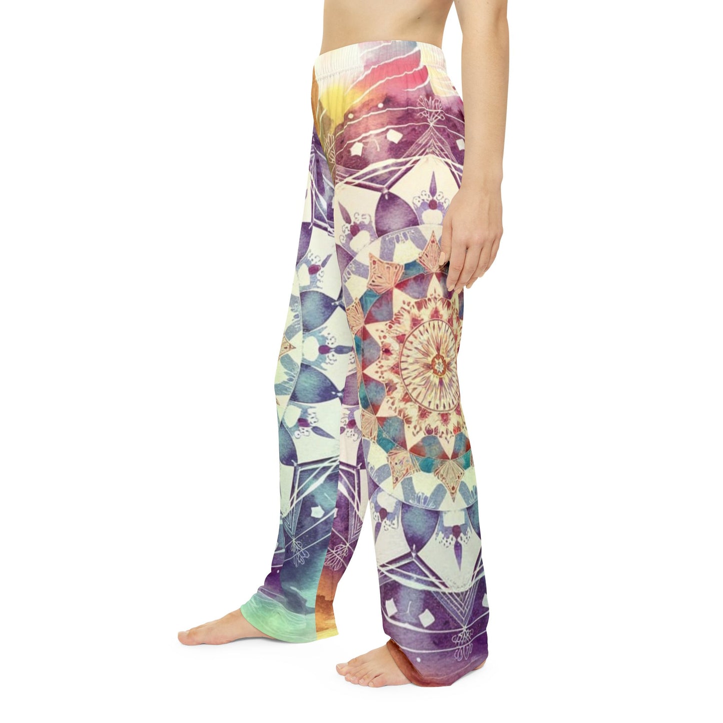 Geometric Pastel Rainbow, Women's Pajama Pants (AOP)