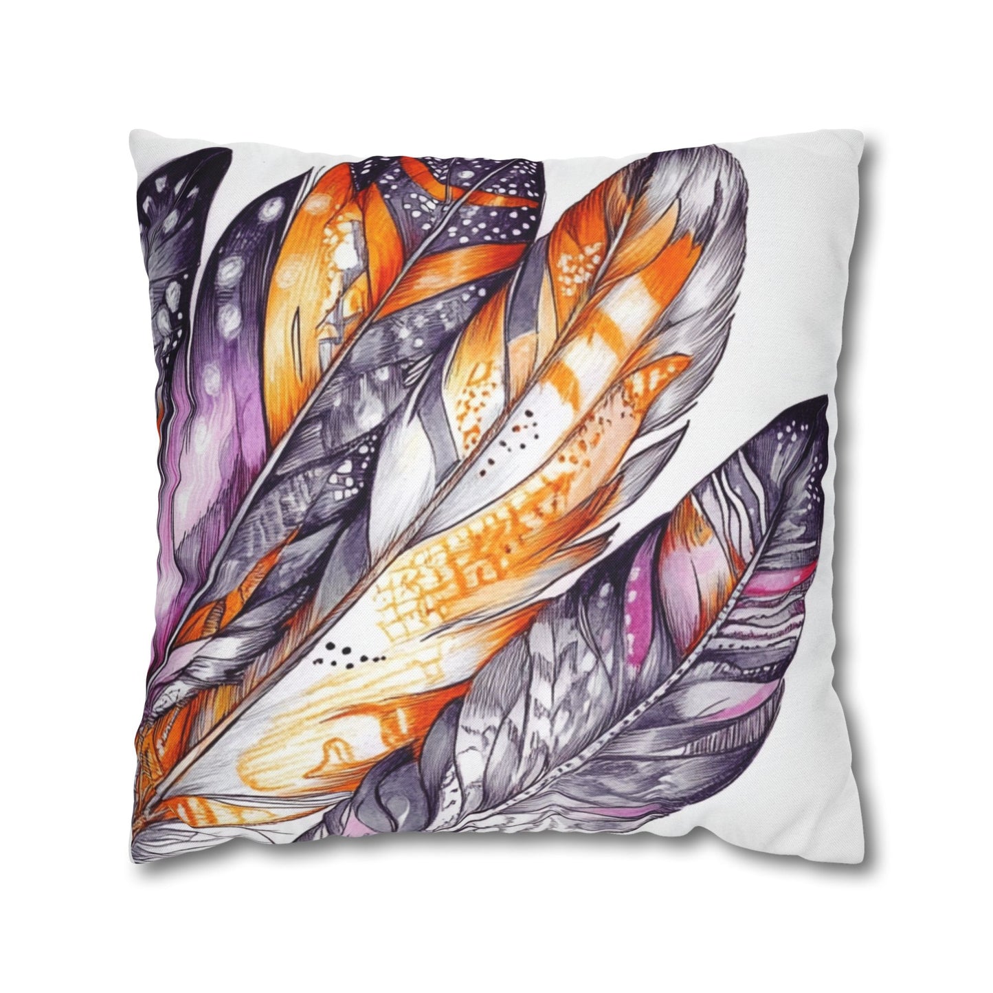 White Feathers, Spun Polyester Square Pillowcase