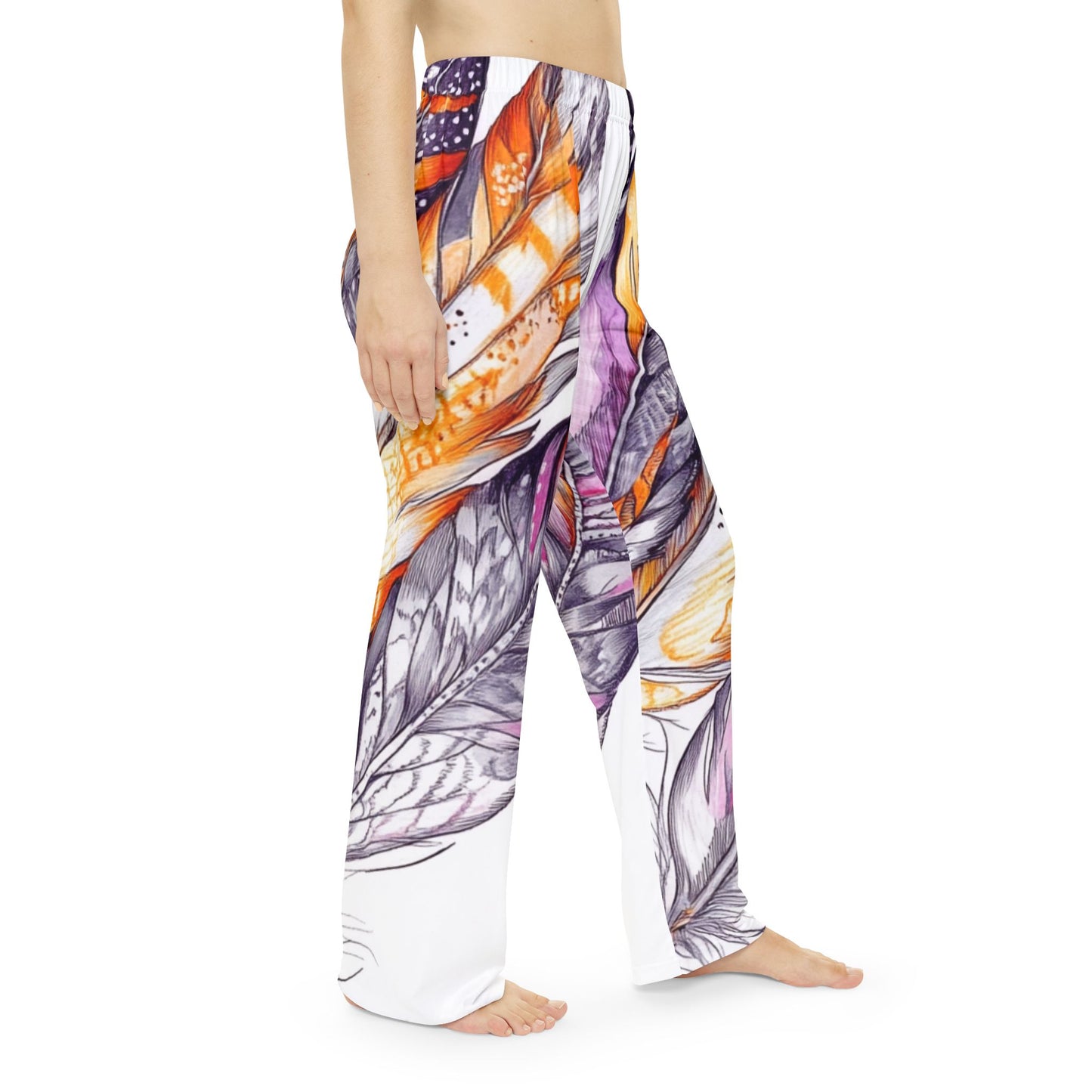 White Feathers, Women's Pajama Pants (AOP)