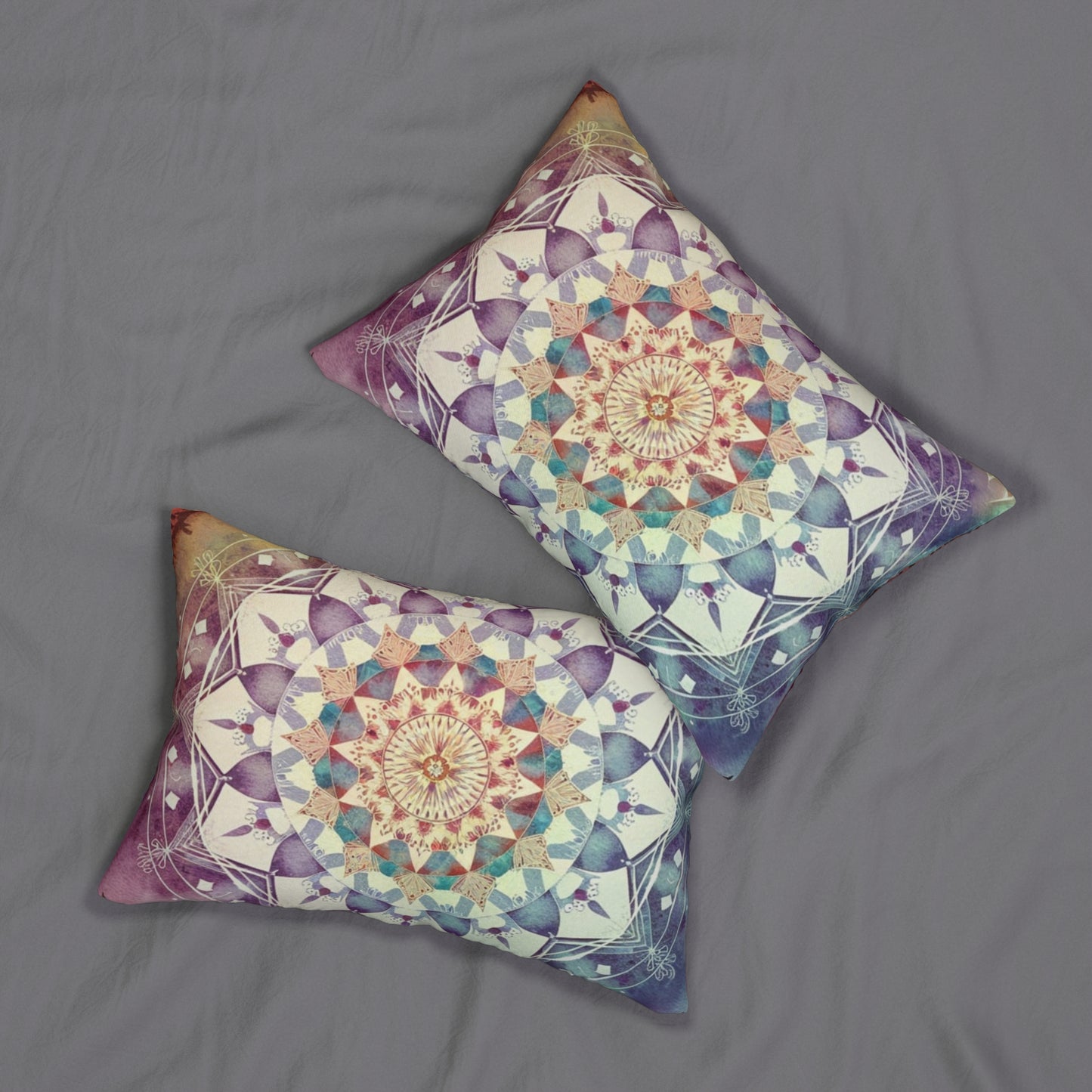 Geometric Pastel Rainbow, Spun Polyester Lumbar Pillow