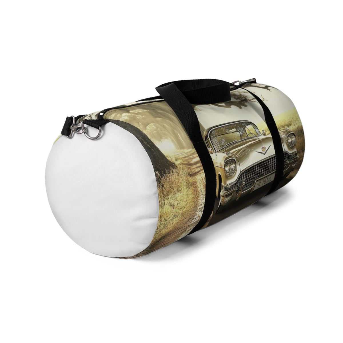 Vintage Golden Cadillac Car Duffel Bag — Retro Roadtrip Travel Gear