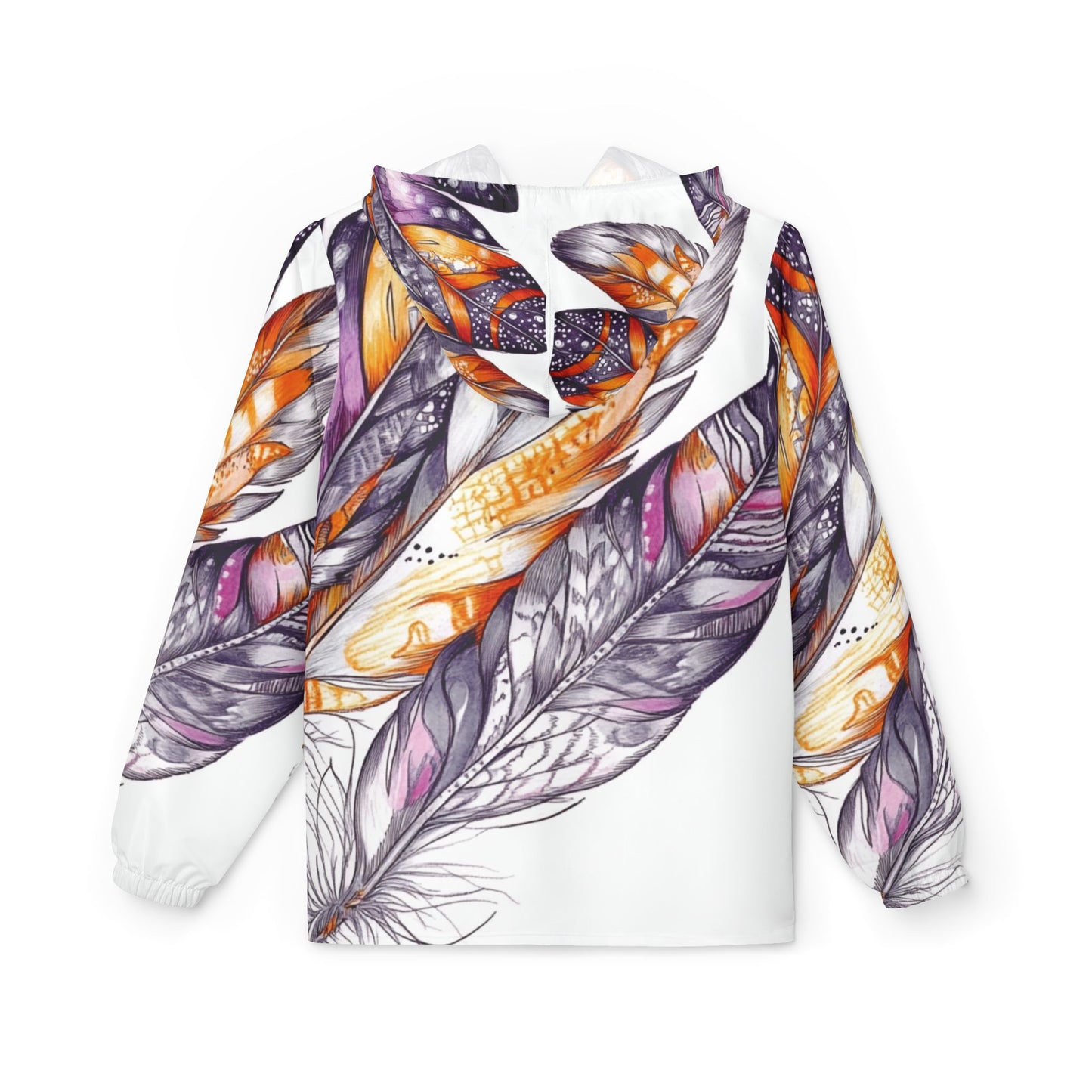 White Feathers, Unisex Windbreaker Jacket (AOP)