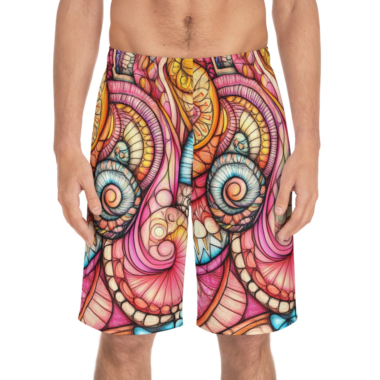 Abstract Seashell, Men's Board Shorts (AOP)