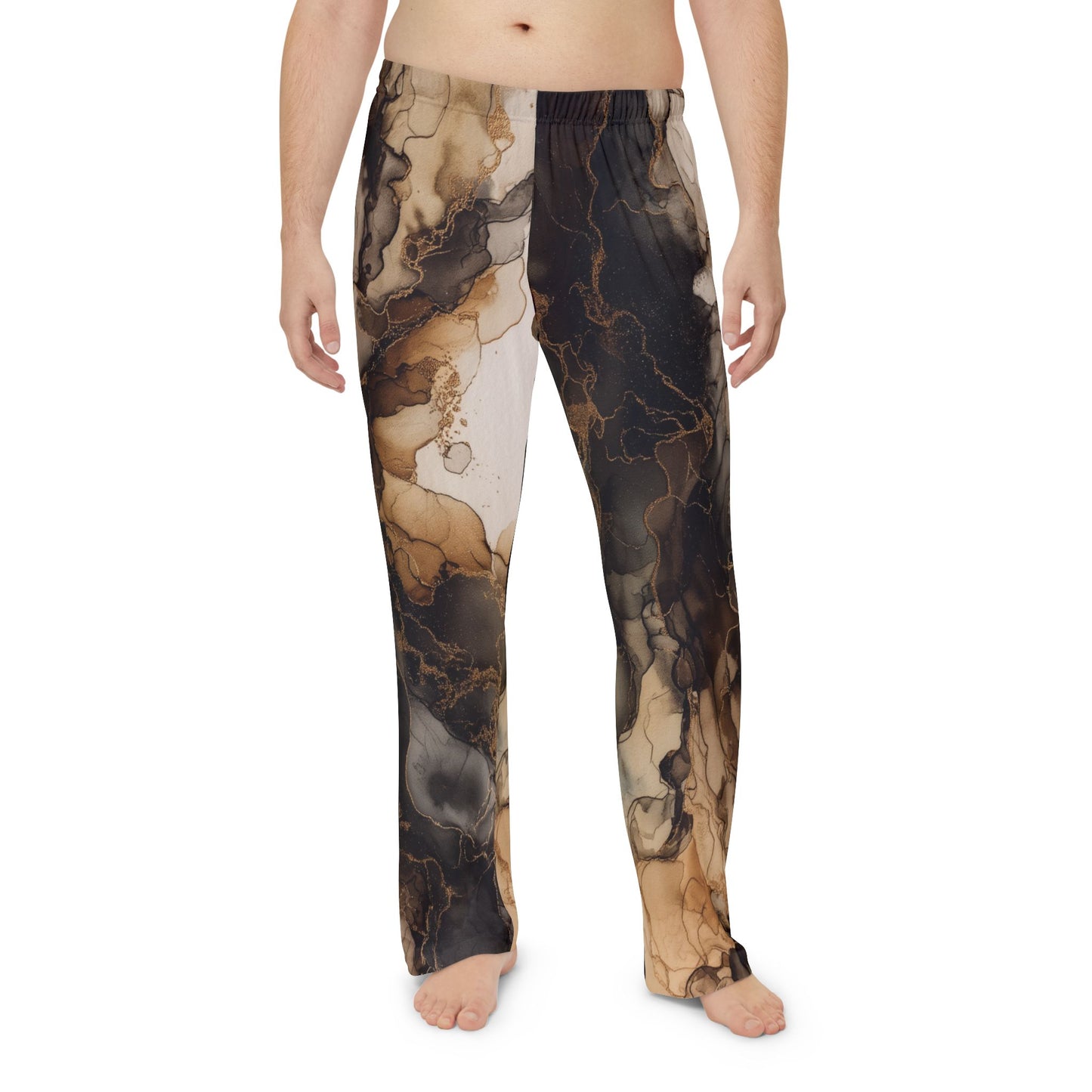 Earth Toned Watercolor, Pajama Pants — Marble Ink Lounge Pants for Men