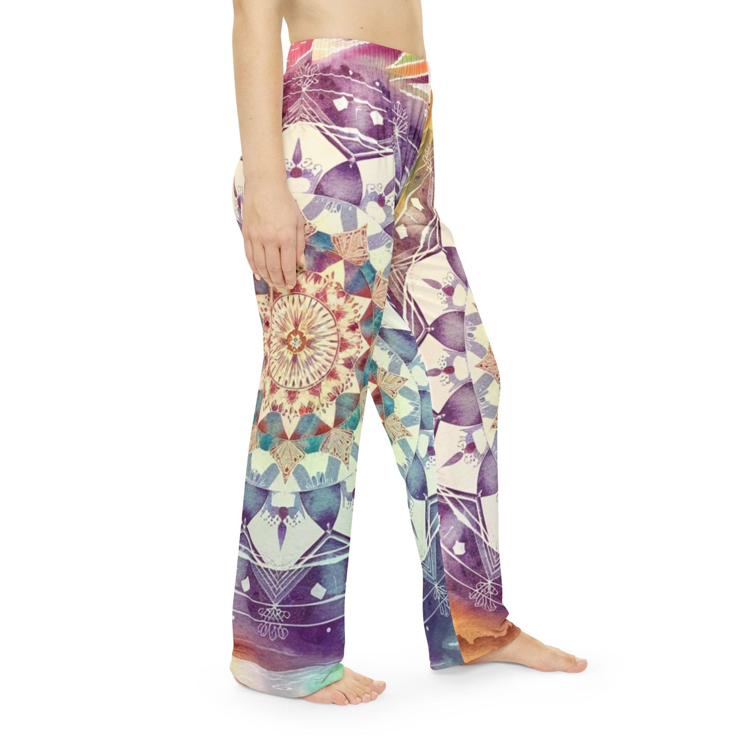 Geometric Pastel Rainbow, Women's Pajama Pants (AOP)