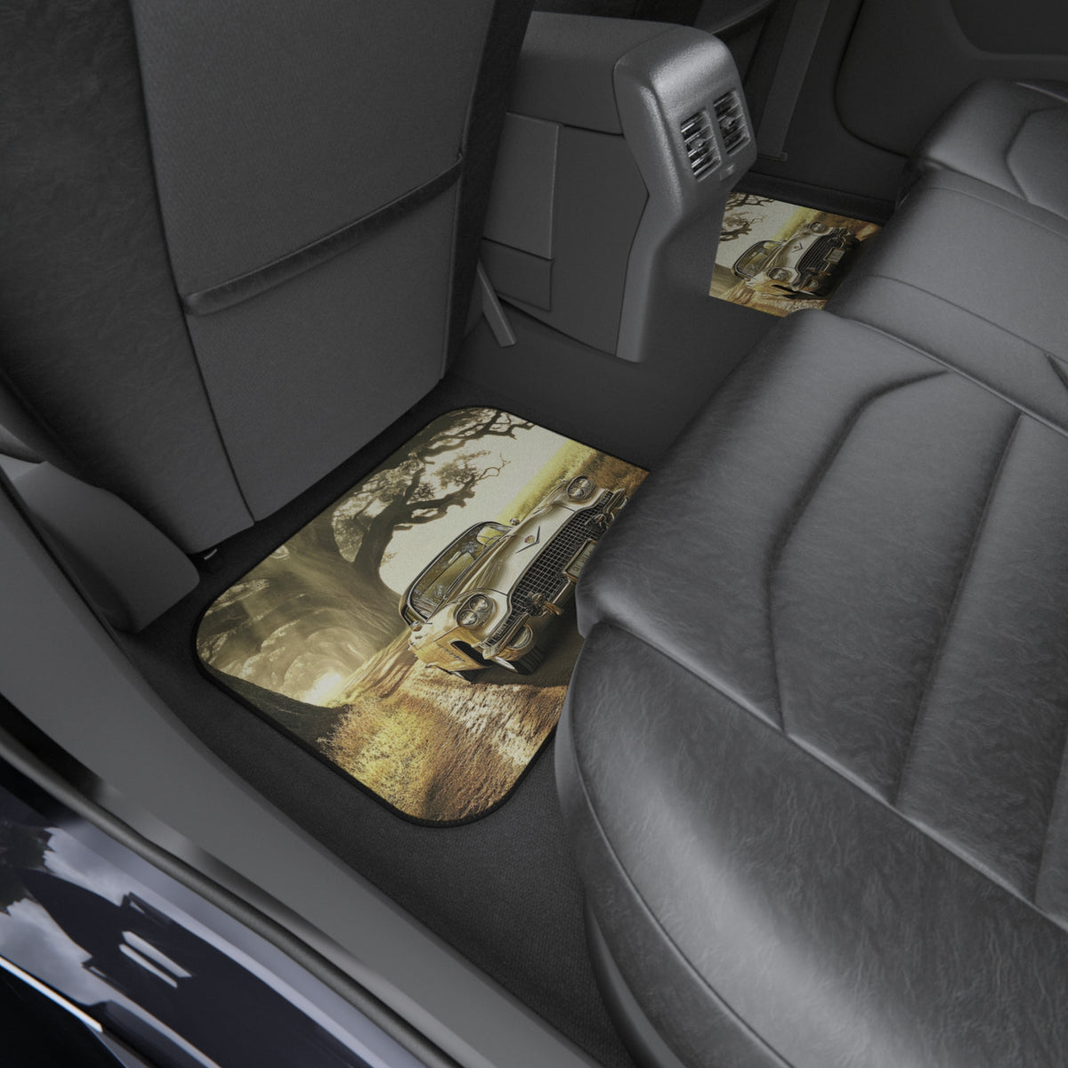 Vintage Golden Cadillac Car Mats (Set of 4) — Retro Classic Road Trip Floor Liners