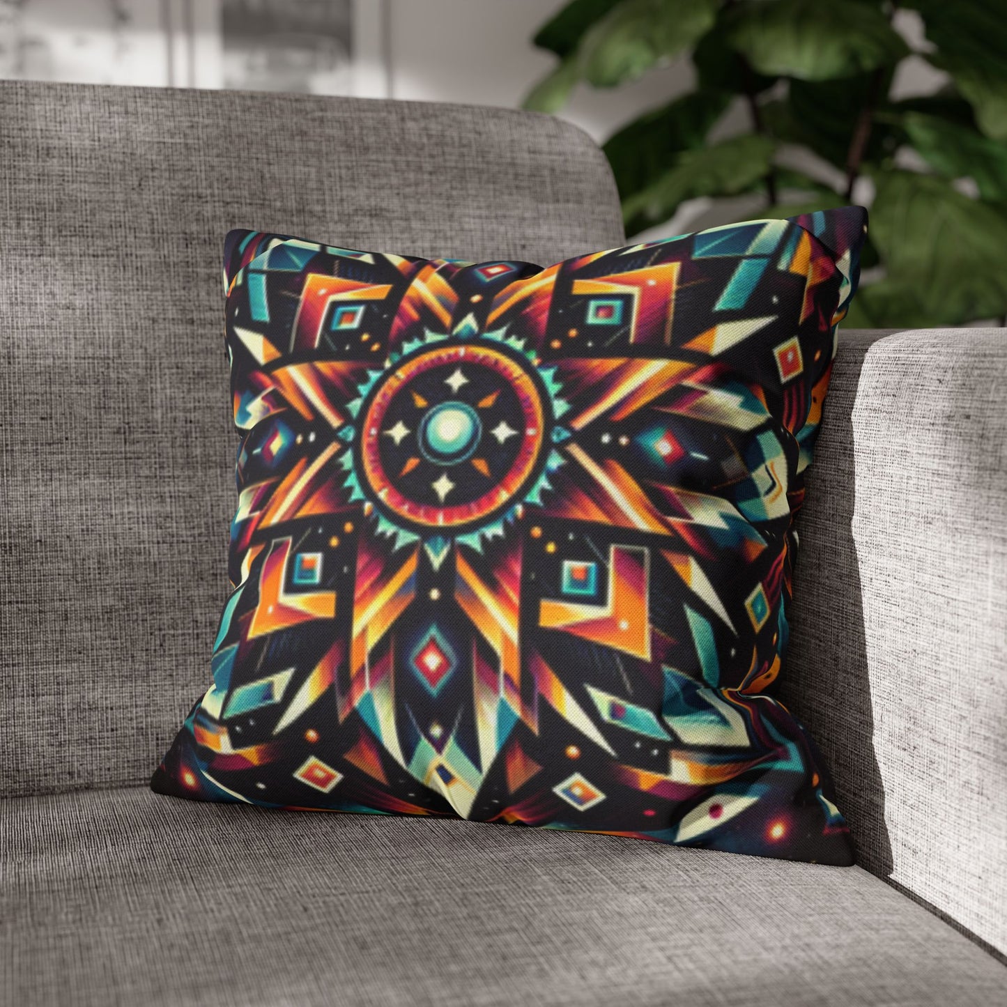 Geometric Tribal, Spun Polyester Square Pillowcase