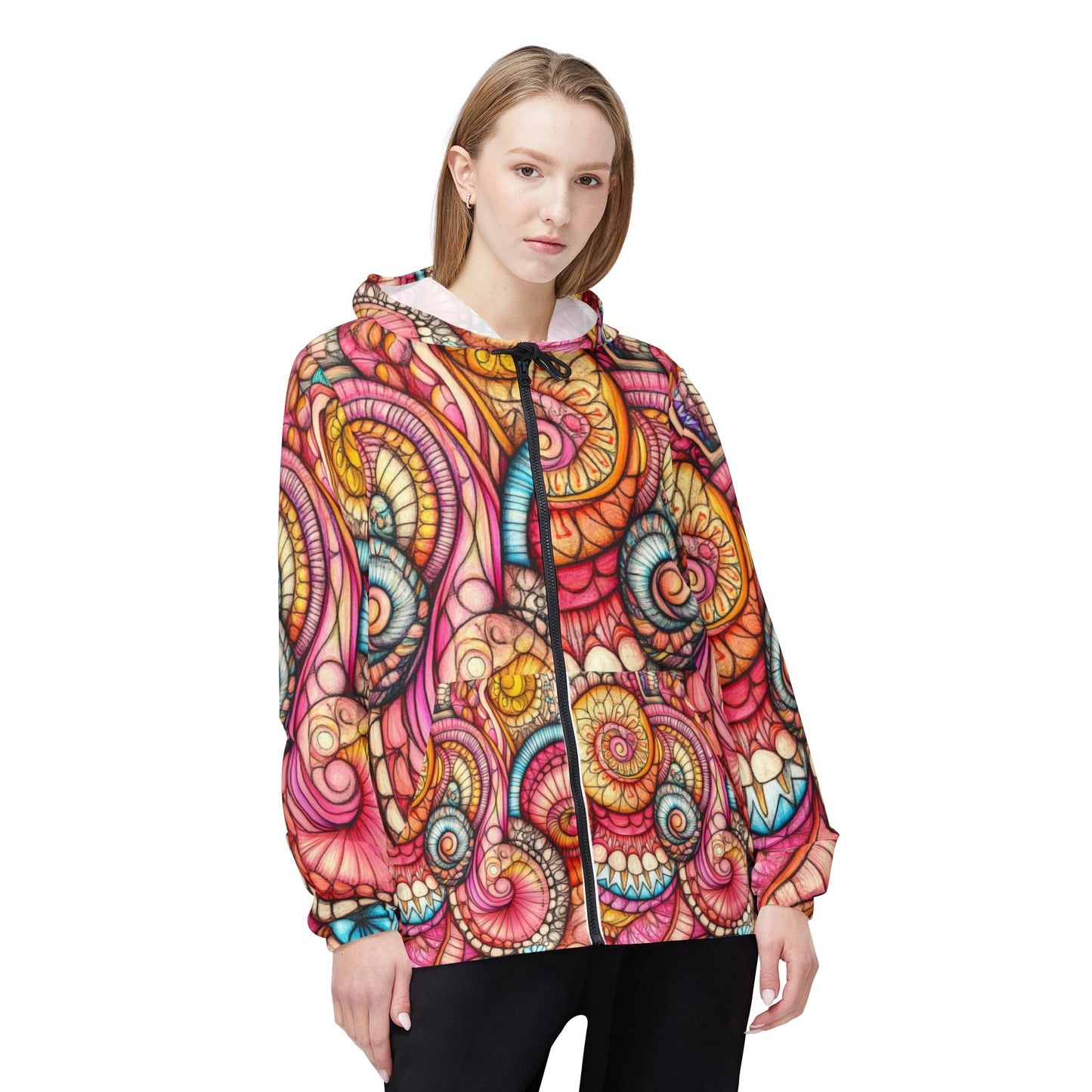 Abstract Seashell, Unisex Windbreaker Jacket (AOP)