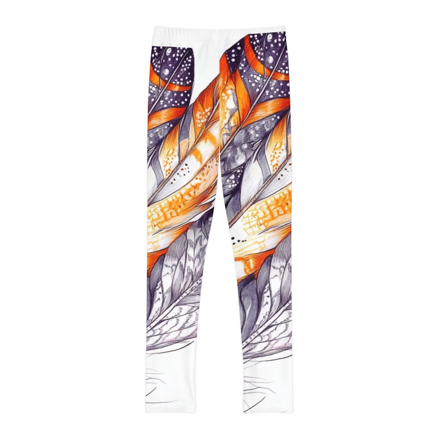 White Feathers,  Unisex Youth Full-Length Leggings (AOP)