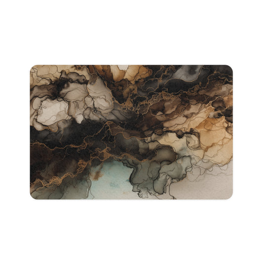 Earth Toned Watercolor, Marbled Earthtone Pet Food Mat (12x18) - Water-Resistant Feeding Placemat