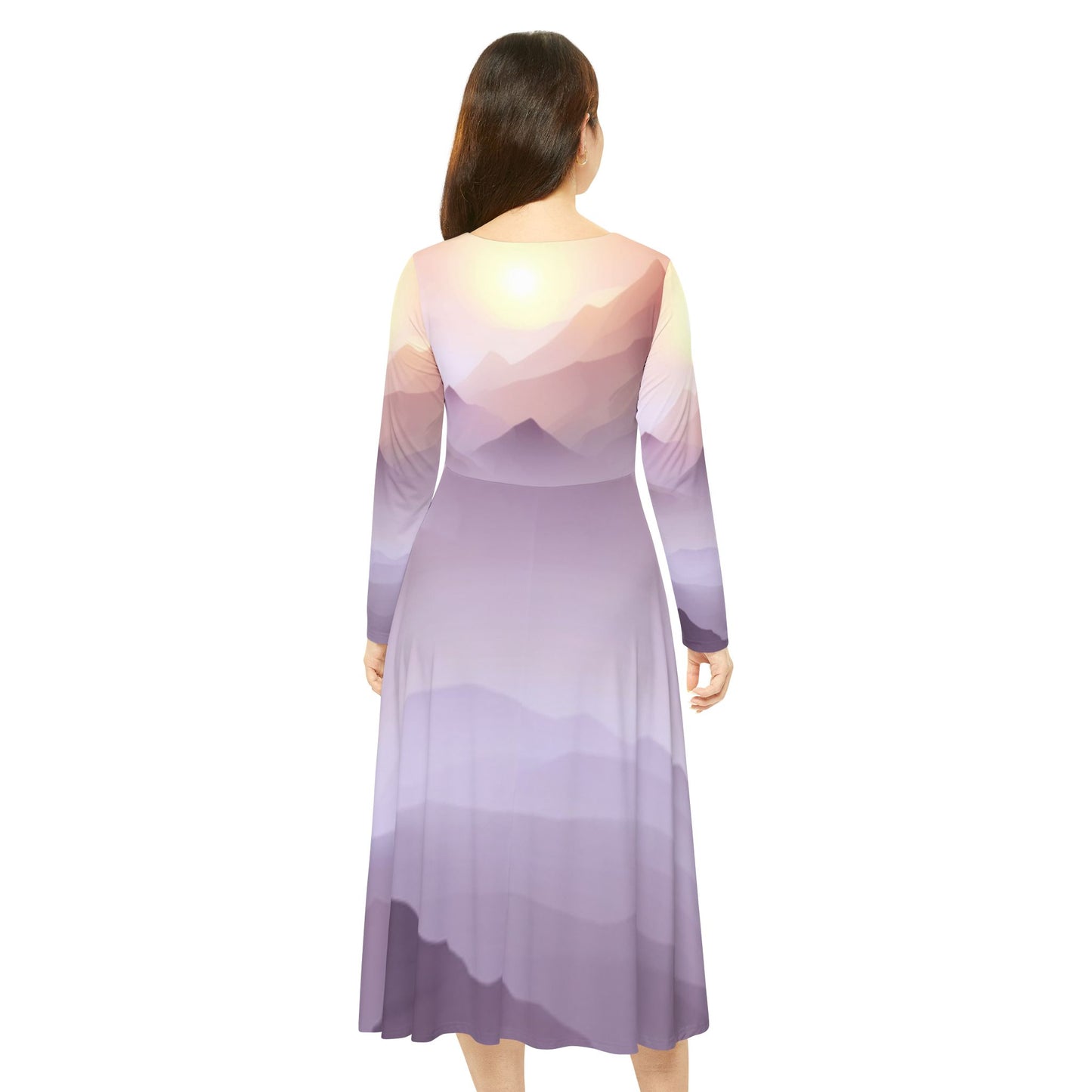 Purple Mountains, Women's Long Sleeve Dance Dress (AOP)