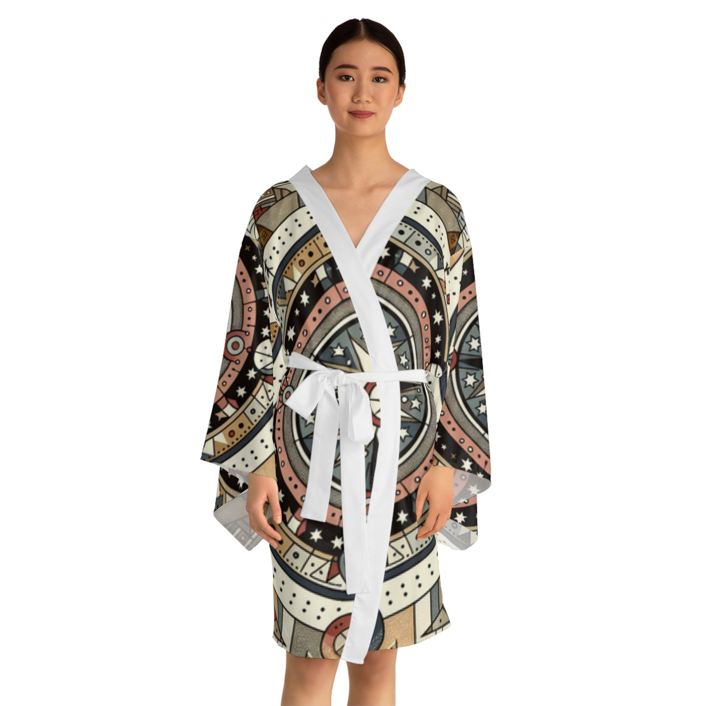 Sandstone, Long Sleeve Kimono Robe (AOP)