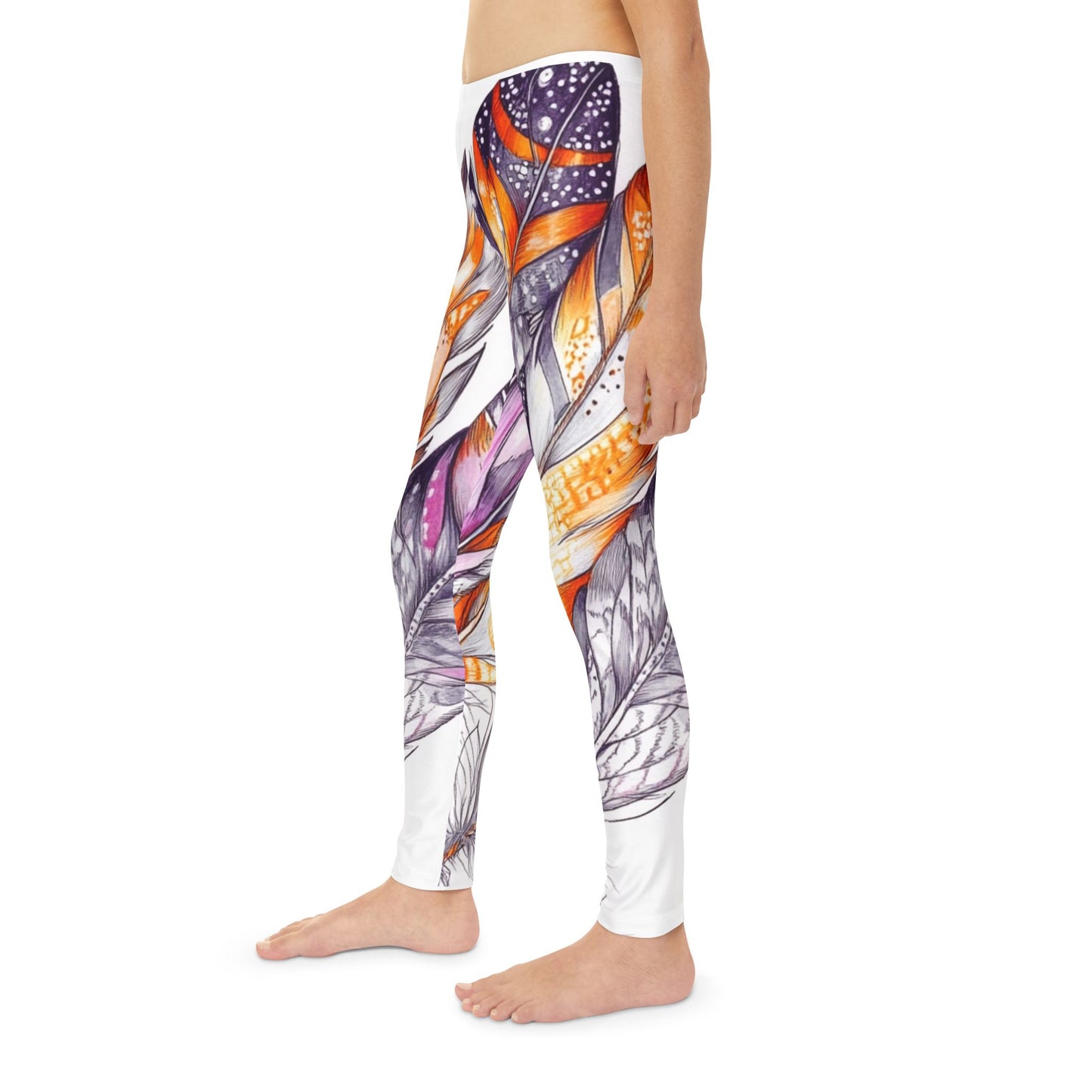 White Feathers,  Unisex Youth Full-Length Leggings (AOP)