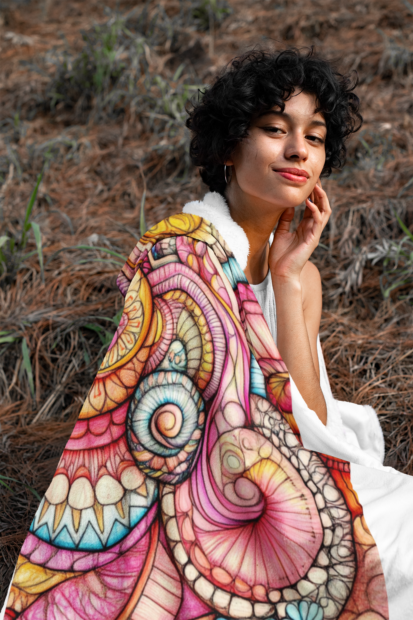 Abstract Seashell, Unisex Hooded Blanket