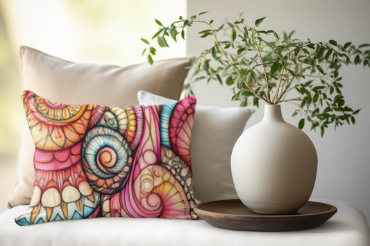 Abstract Seashell, Spun Polyester Lumbar Pillow