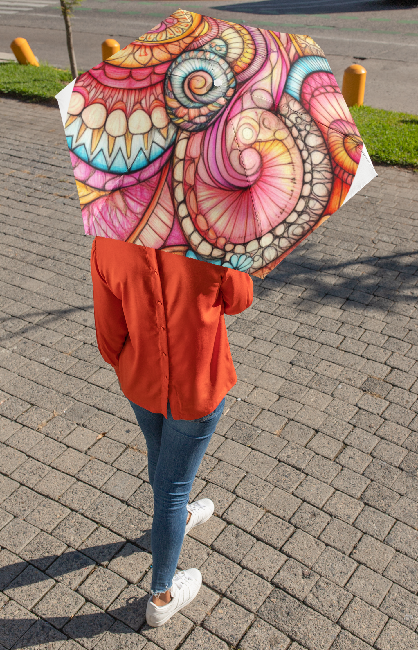 Abstract Seashell, Semi-Automatic Foldable Umbrella