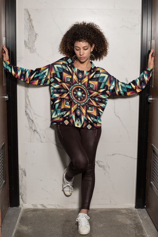 Geometric Tribal, Women's Crewneck Sweatshirt (AOP)