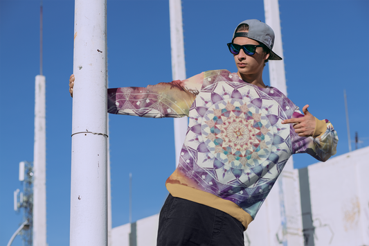 Geometric Pastel Rainbow, Men's Crewneck Sweatshirt (AOP)