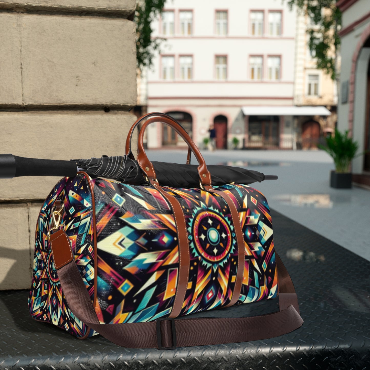 Geometric Tribal, Waterproof Travel Bag