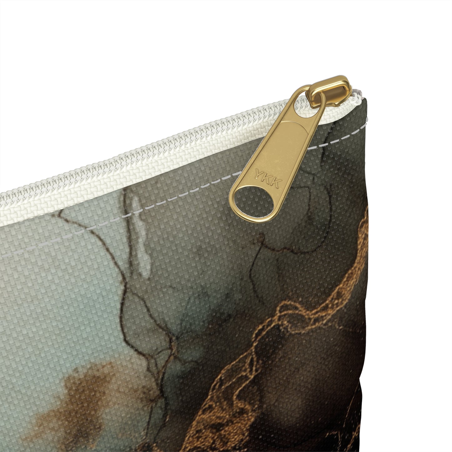 Earth Toned Watercolor, Smoky Marble Accessory Pouch — Abstract Brown & Black Ink Cloud Makeup Bag