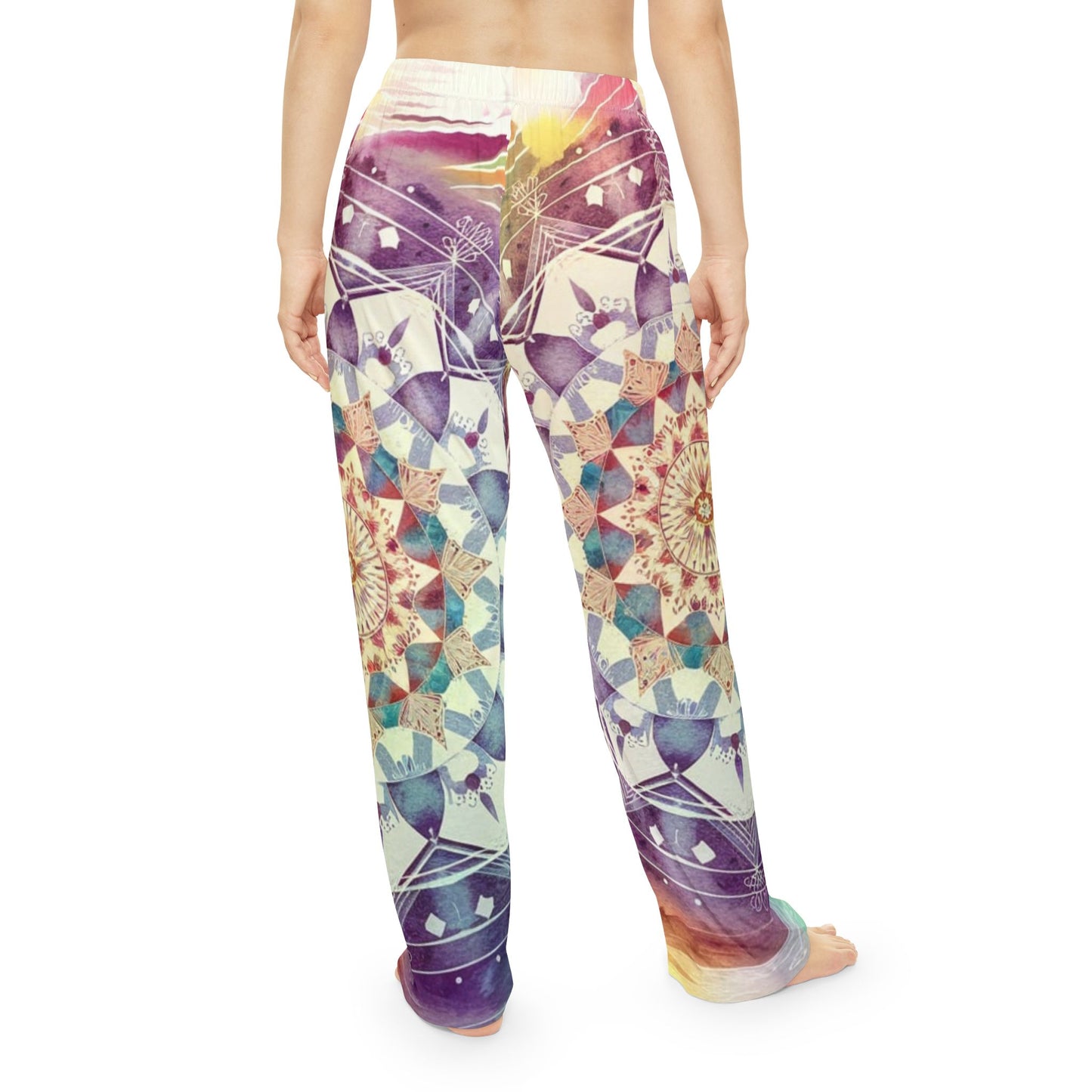 Geometric Pastel Rainbow, Women's Pajama Pants (AOP)