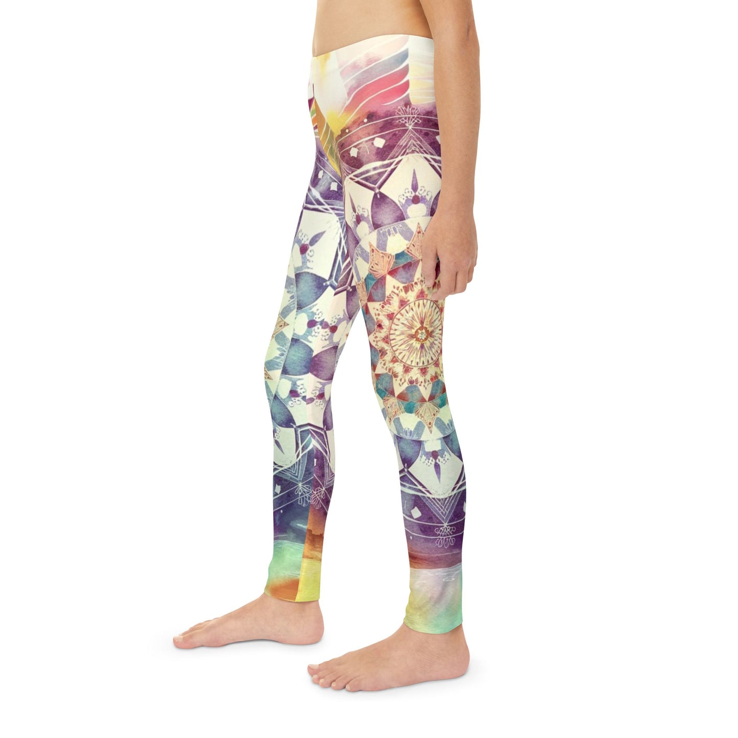 Geometric Pastel Rainbow, Youth Full-Length Leggings (AOP)