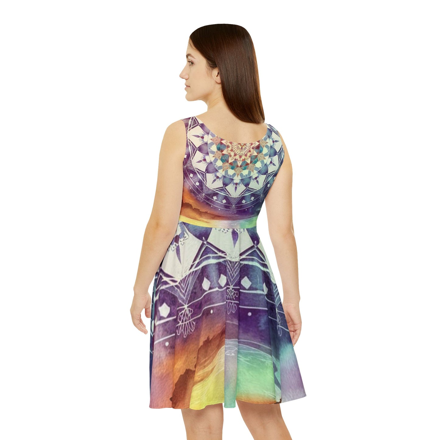 Geometric Pastel Rainbow, Women's Skater Dress (AOP)