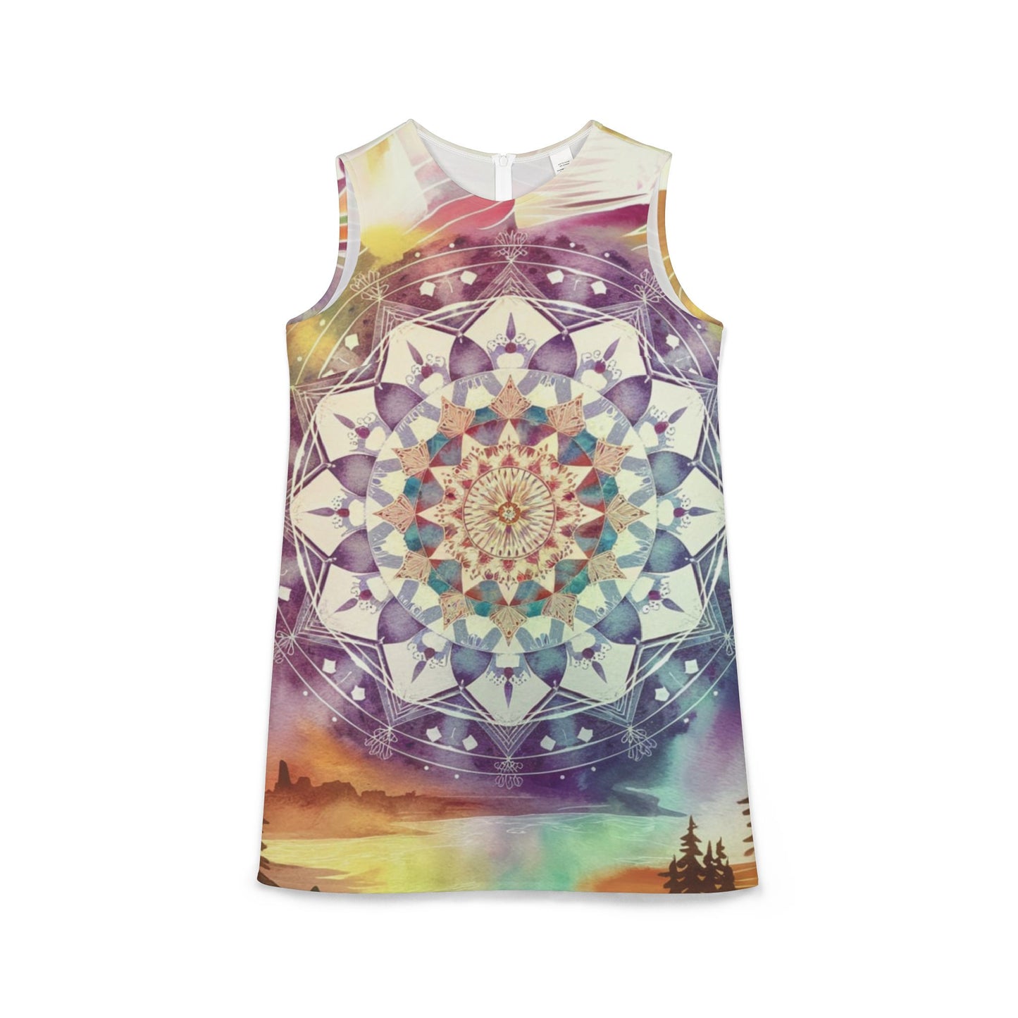 Geometric Pastel Rainbow, A-line Sleeveless Dress (AOP)