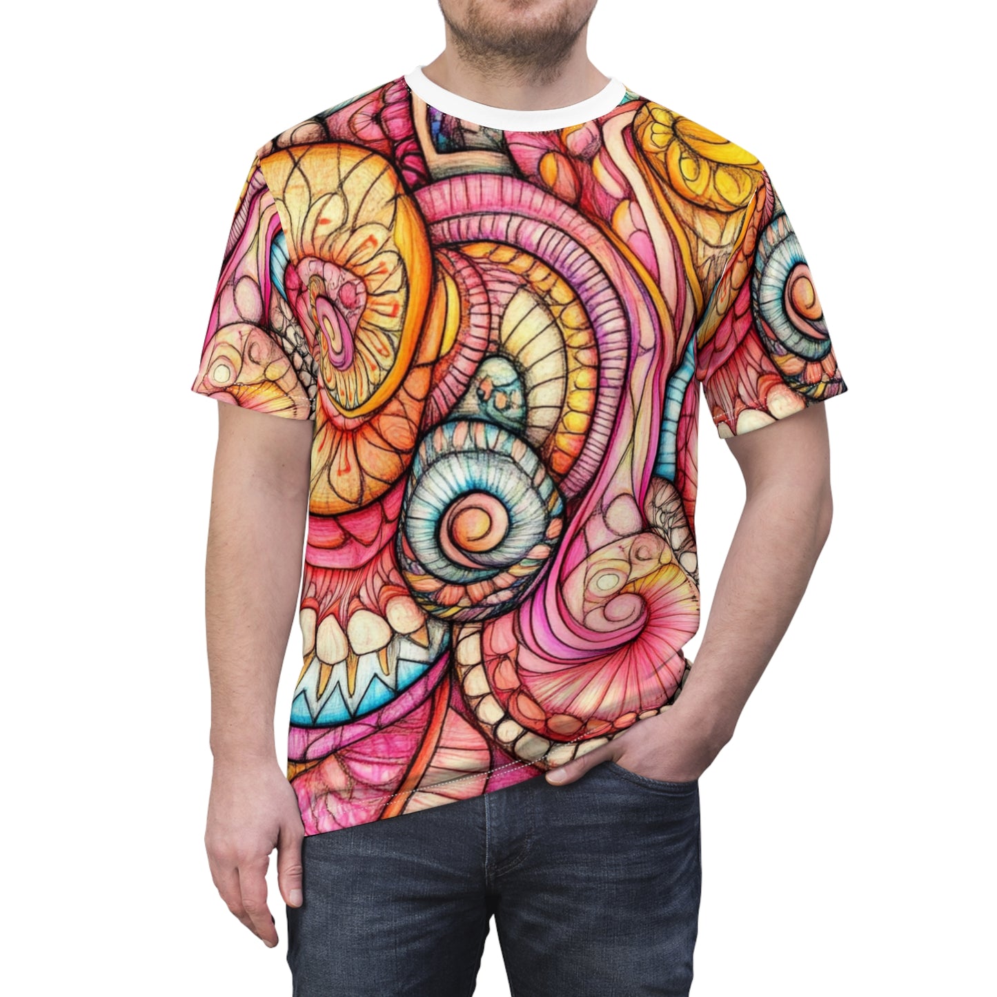 Abstract Seashell, Unisex Cut & Sew Tee (AOP)