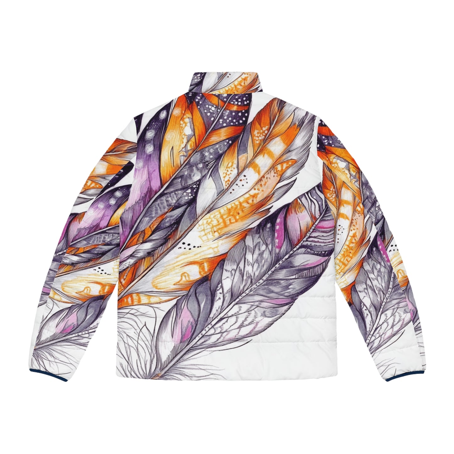 White Feathers, Men's Puffer Jacket (AOP)