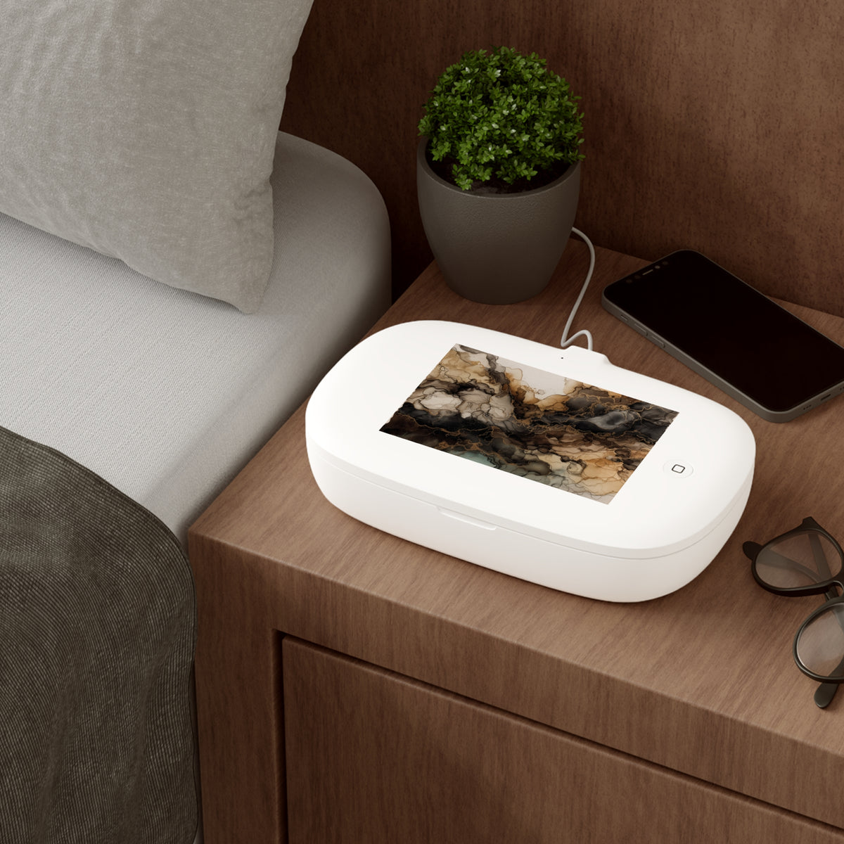 Earth Toned Watercolor, UV Phone Sanitizer & Wireless Charging Pad — Marble Smoke Art