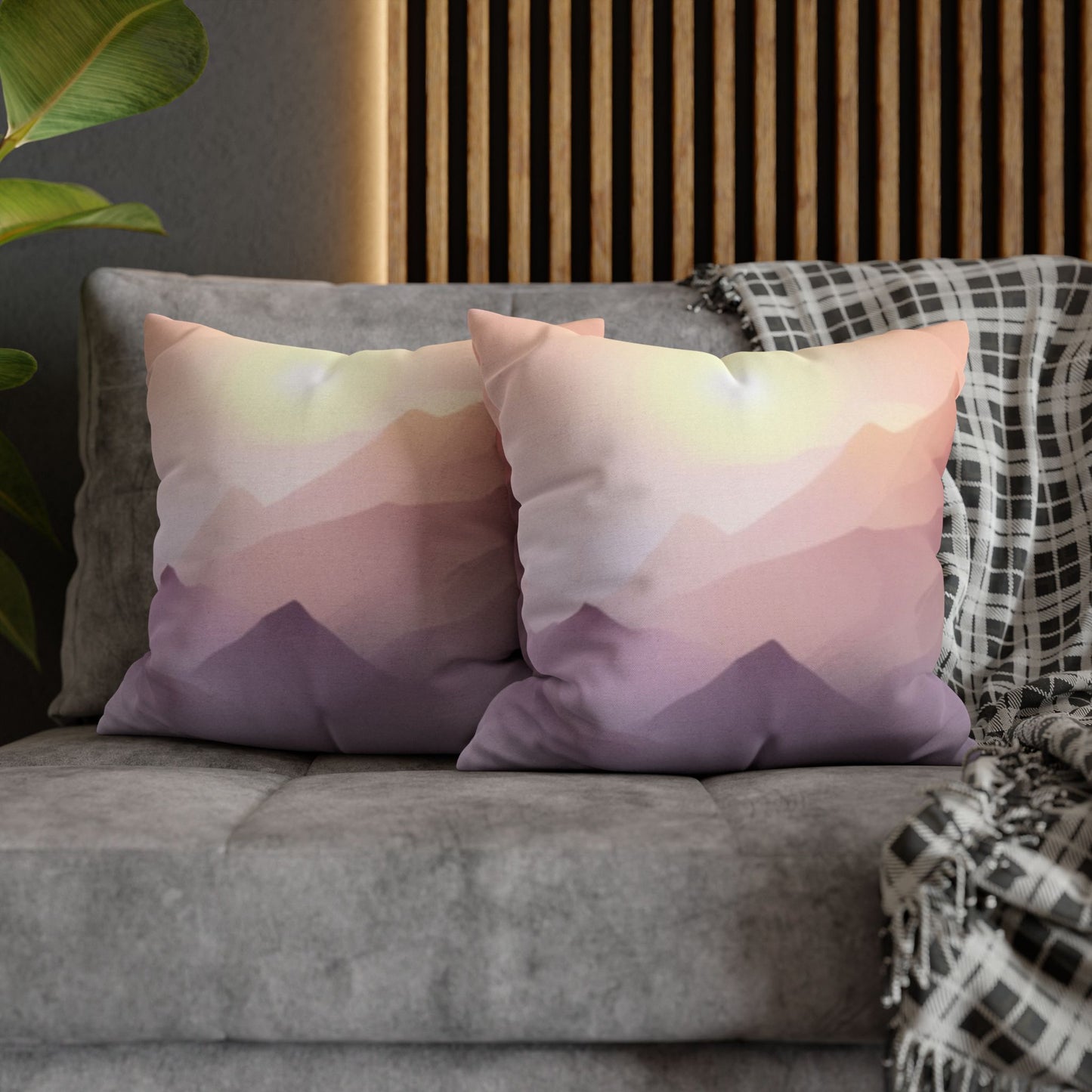 Purple Mountains, Polyester Square Pillowcase