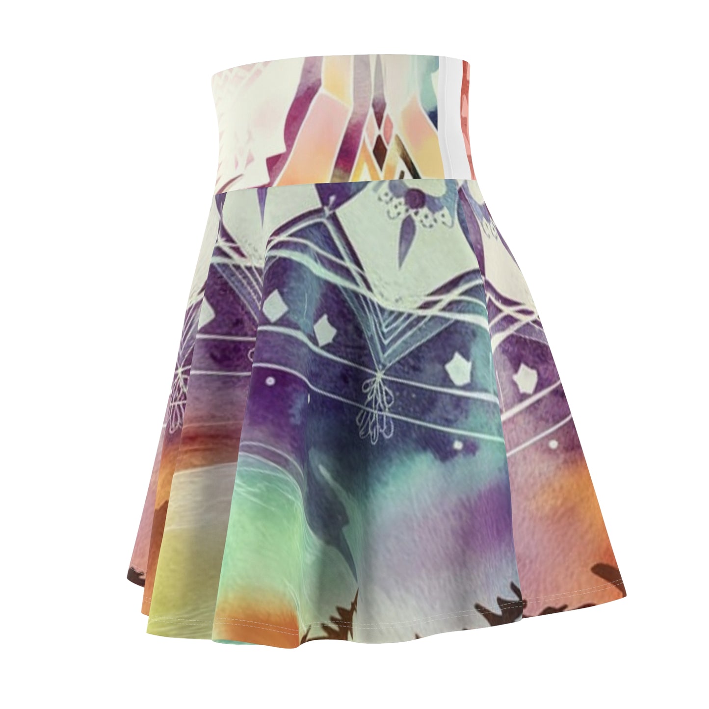 Geometric Pastel Rainbow, Women's Skater Skirt (AOP)