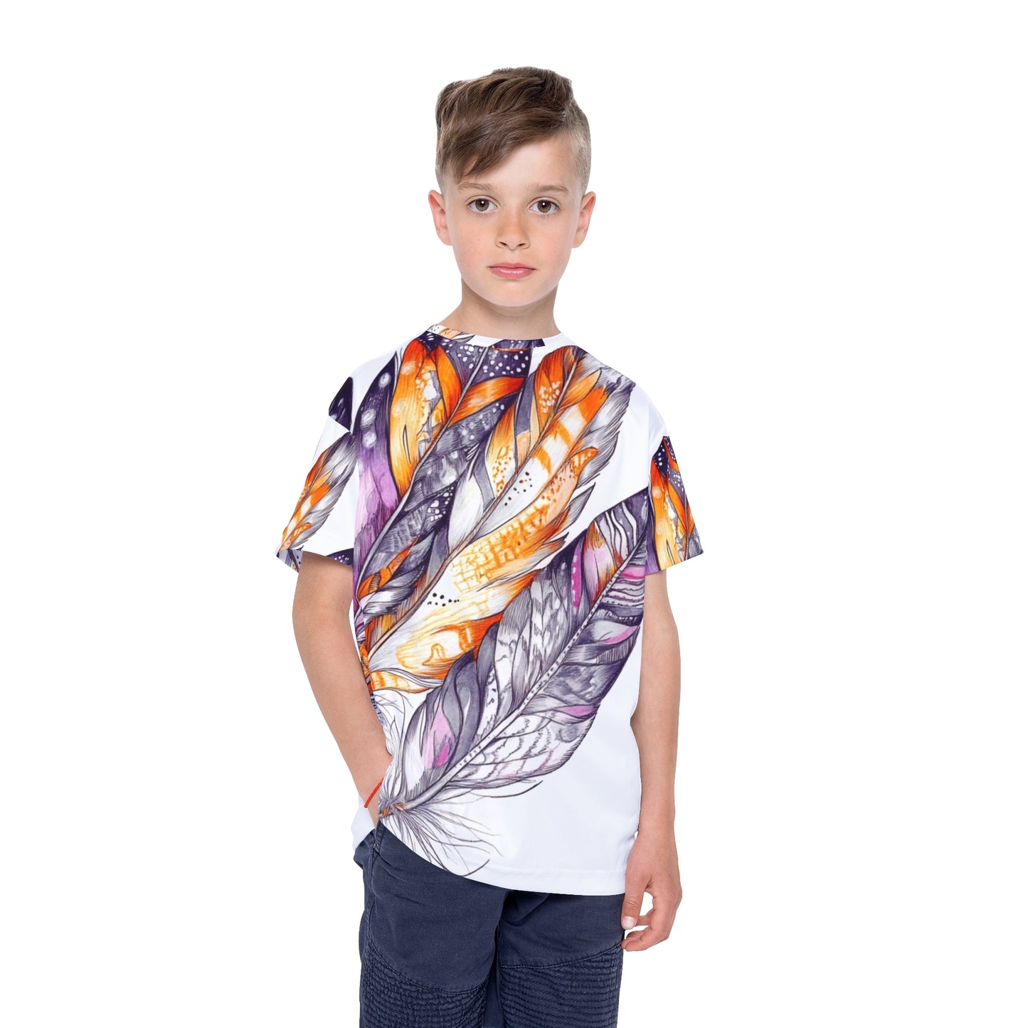 White Feathers, Unisex Kids Sports Jersey (AOP)