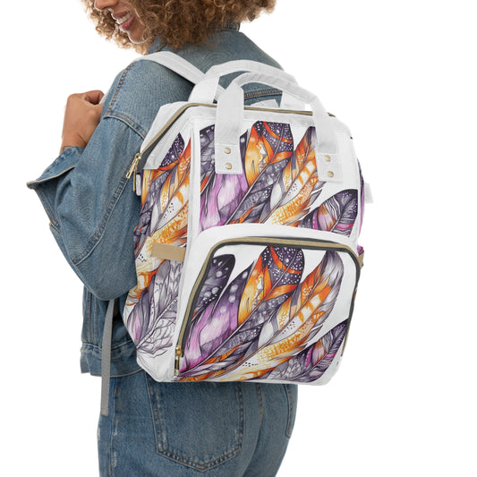 White Feathers, Multifunctional Diaper Backpack