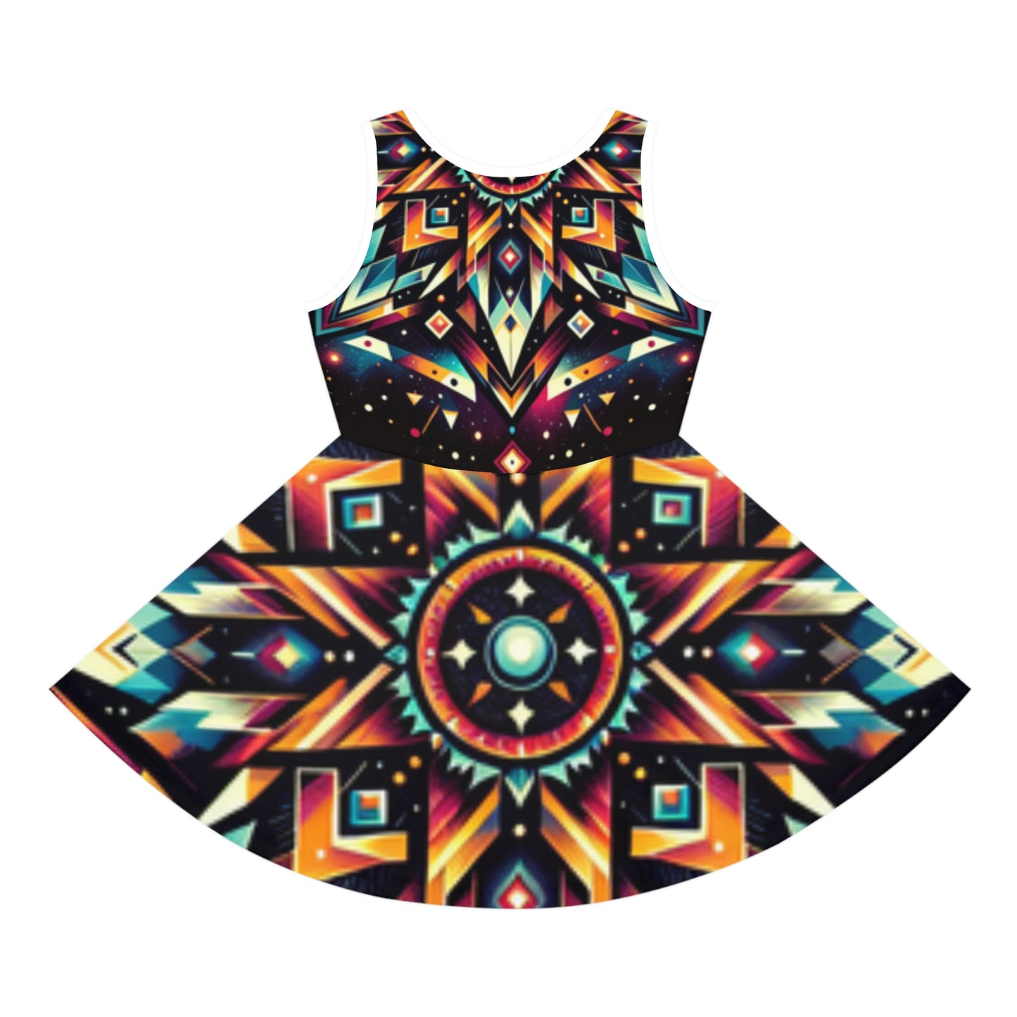 Geometric Tribal, Girls' Sleeveless Sundress (AOP)