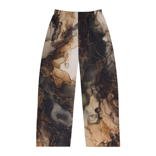 Earth Toned Watercolor, Pajama Pants — Marble Ink Lounge Pants for Men