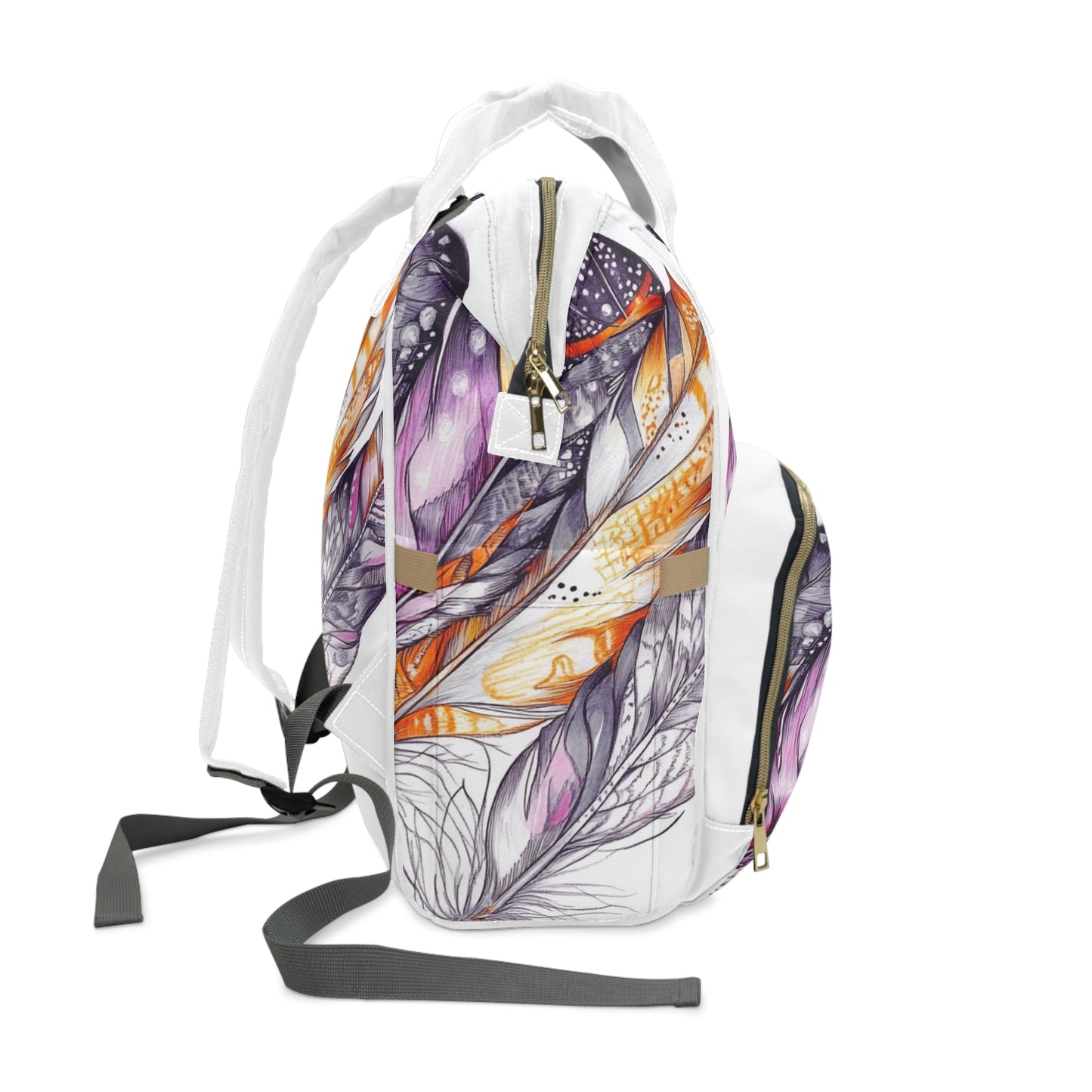 White Feathers, Multifunctional Diaper Backpack