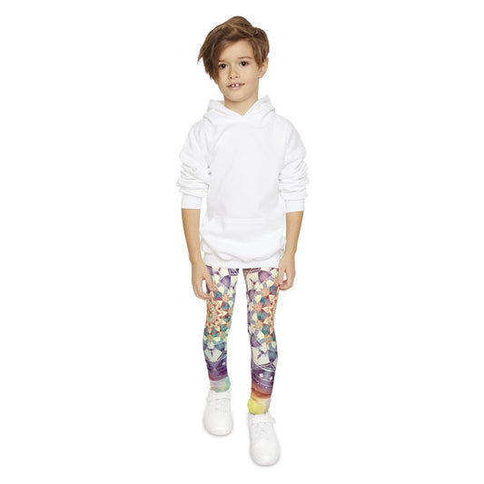 Geometric Pastel Rainbow, Youth Full-Length Leggings (AOP)