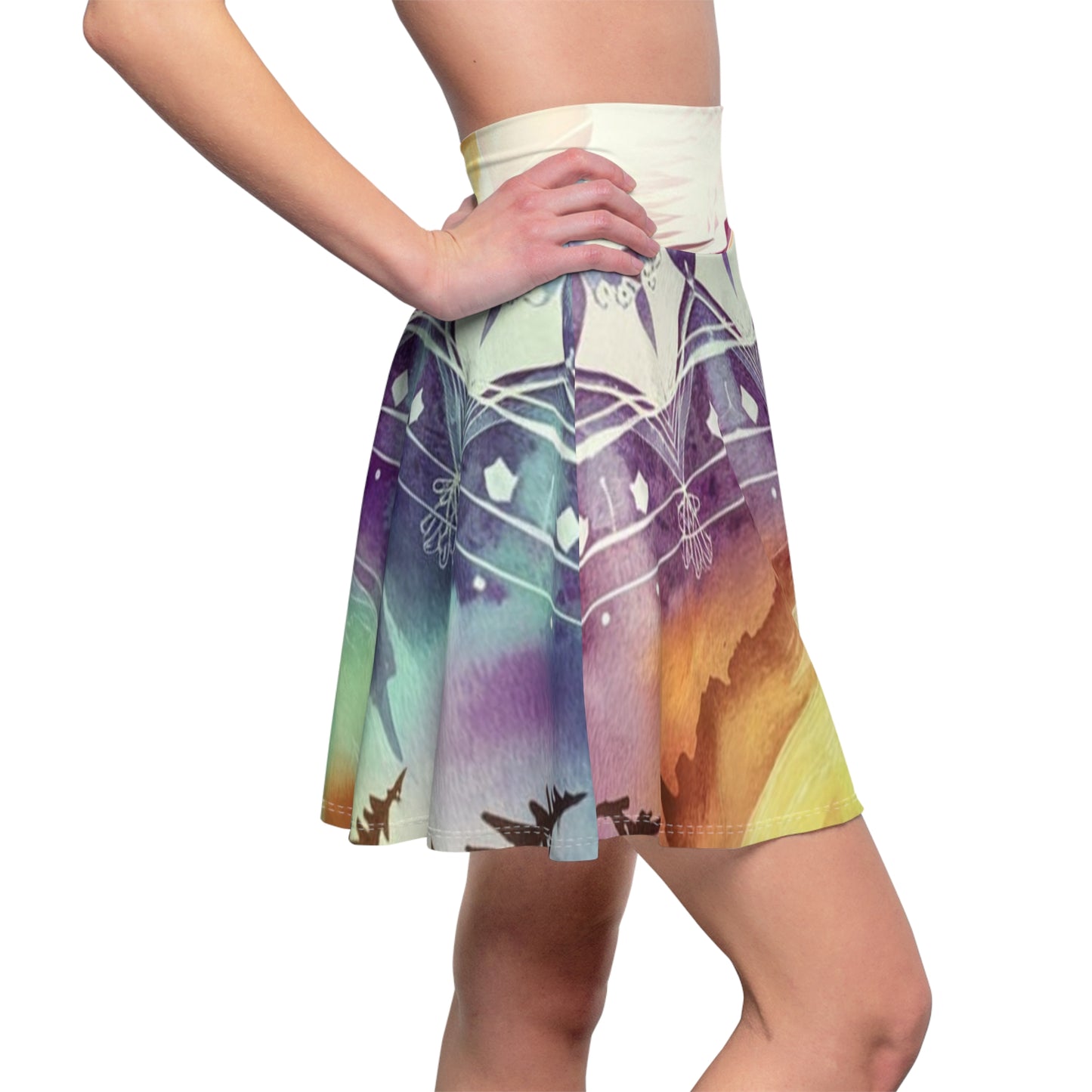 Geometric Pastel Rainbow, Women's Skater Skirt (AOP)