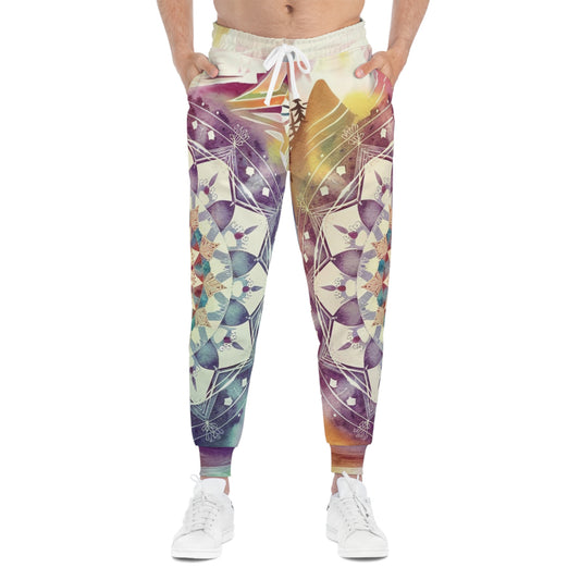 Geometric Pastel Rainbow, Unisex Athletic Joggers (AOP)