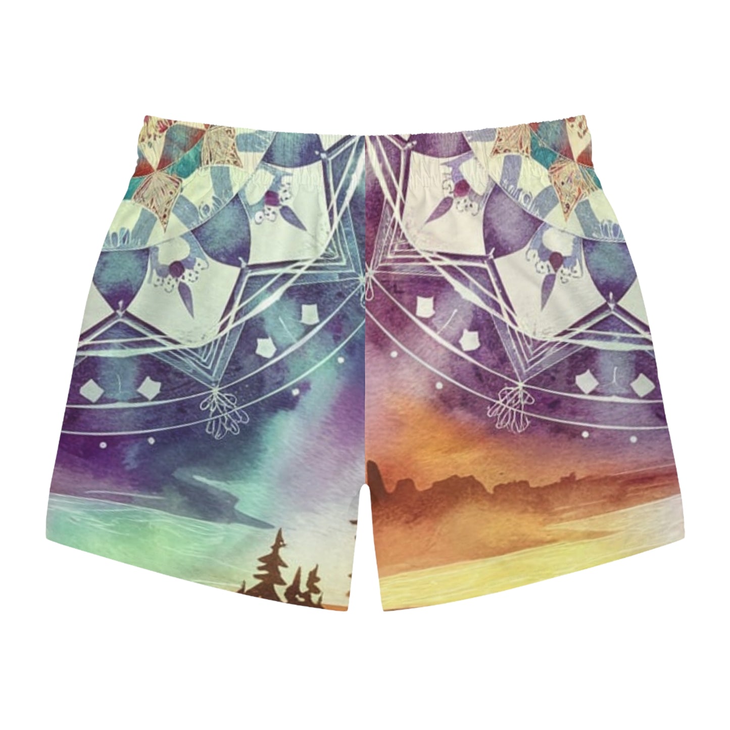 Geometric Pastel Rainbow, Swim Trunks (AOP)