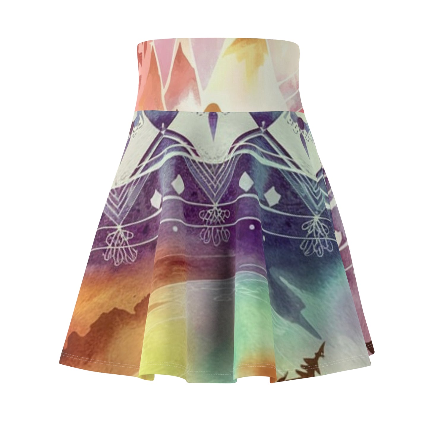 Geometric Pastel Rainbow, Women's Skater Skirt (AOP)