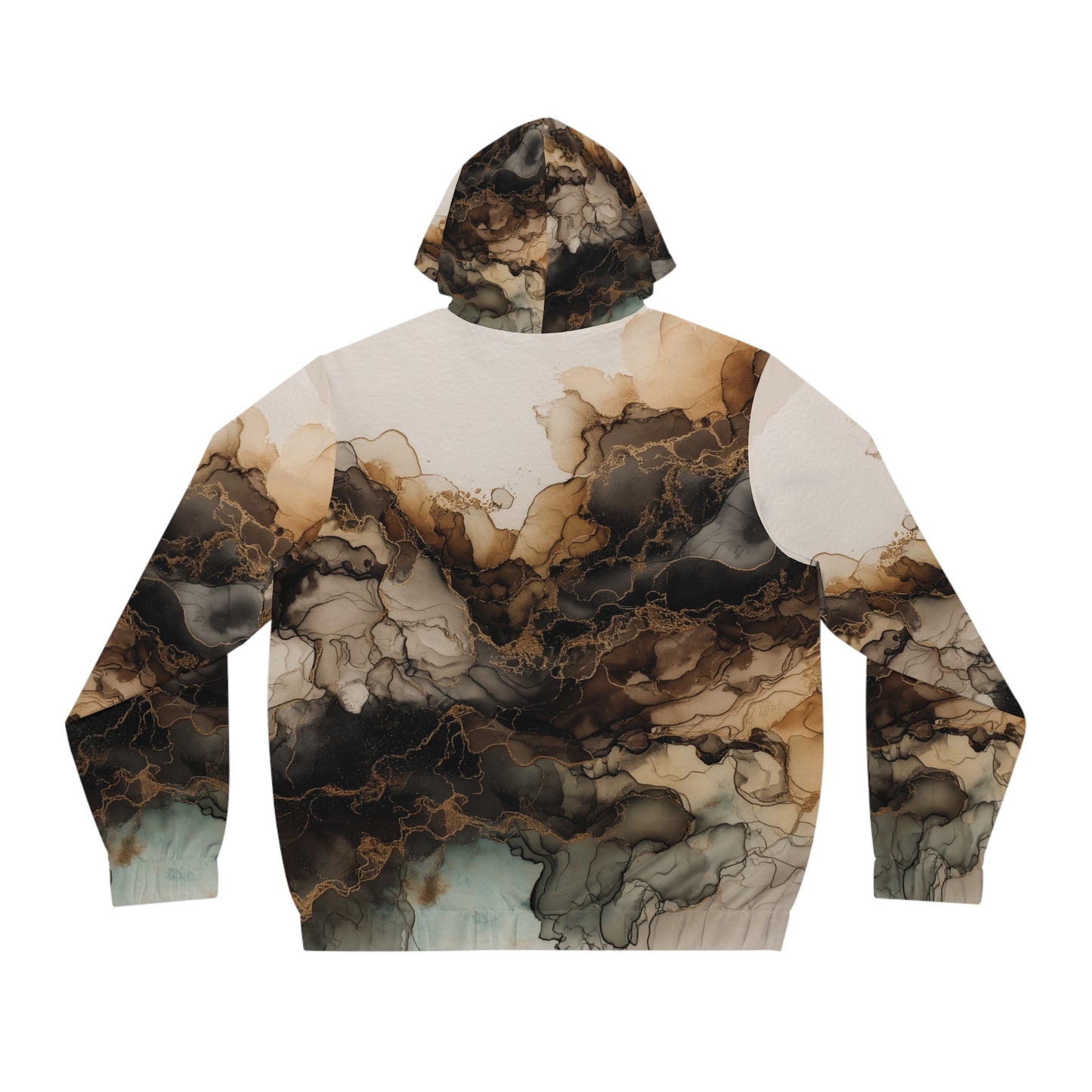 Earth Toned Watercolor, Abstract Ink Smoke Zip Hoodie